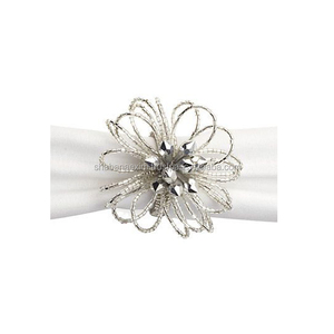 Servilleteros ecológicos bohemios con cuentas de plata hechos a mano, servilletero a granel para fiestas de boda - Product Image 3