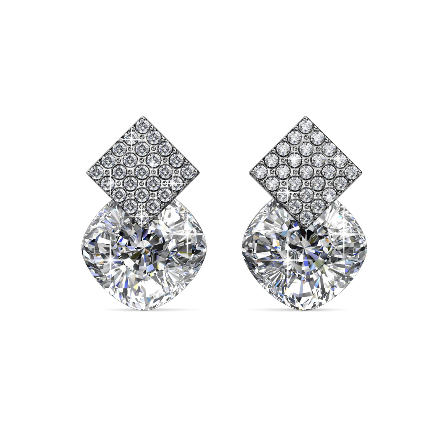 Brass with 18k White Gold Plated Statement Earrings