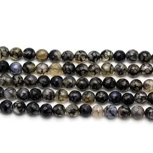 Top Quality Faceted Round Gemstone Loose Beads Dragon vein agate
