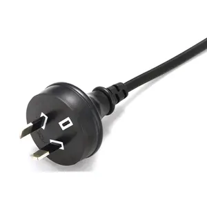 Black Australia New Zealand 2 pin plug insulated SAA Power Cable