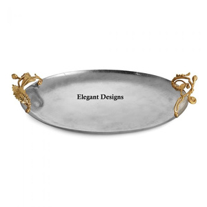 Plato elegante indio más vendido, recién llegado, artículos para restaurante de Hotel, bandeja para servir de acero inoxidable, plato de acero decorativo - Product Image 6