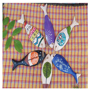 สไตล์วินเทจสำหรับ Decor บ้าน/ร้านกาแฟ/โฮมสเตย์/ร้านอาหารโดยเวียดนามไม้ที่มีสีสันปลา - Product Image 6