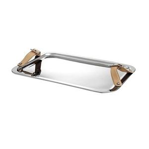 Plateau de service alimentaire en acier inoxydable avec poignée en corde, dessert couleur argent de première qualité à bas prix - Product Image 4