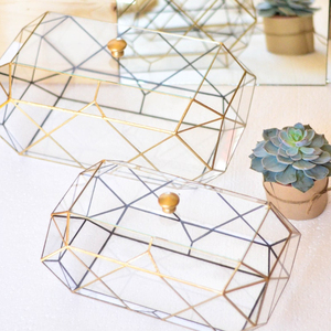 Glass wedding <b>card</b> box SQUARES with lid. Geometric glass Jewelry Box. Modern wedding decor and <b>table</b> centerpiece - Product Image 1