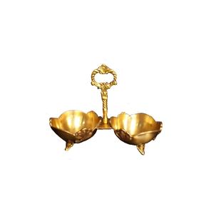 Vaisselle en métal antique en laiton bols à fruits secs Style Unique en laiton Double bol à Fruits stockage de salade de nourriture classe de bol de fruits de luxe - Product Image 1