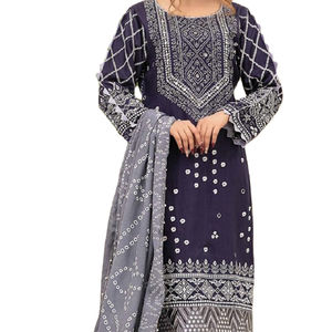 2021-2022 Diseñador moderno Traje étnico paquistaní Indio Recto Salwar Kameez Trajes AJM Trade House Colección de seda - Product Image 1