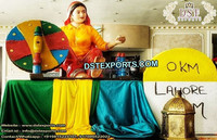 Accessoires de décoration de mariage Punjabi multicolores modernes avec couleur et taille personnalisées en métal et velours DST EXPORTS pour événements et concerts