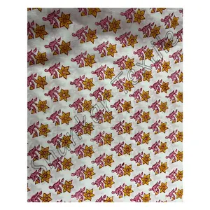 MSCF127 Handmade Block Printed Garment Fabric Cloth Cotton Fabric Indian 100% Pure Dress Voile Fabric Clothing Hand Block Jaipur