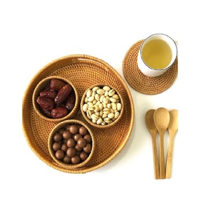 Bandeja de mimbre redonda, duradera, con mango - Product Image 3