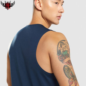 Camiseta de tirantes de gimnasio de secado rápido transpirable de algodón/poliéster ecológico informal para hombre con logotipo frontal para culturismo - Product Image 5