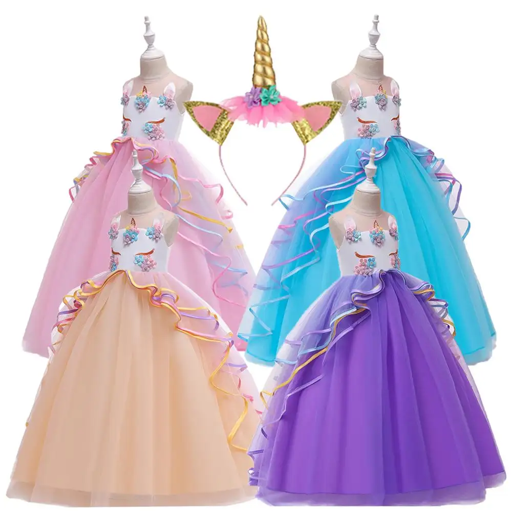 MQATZ Hochwertige Kinder Prinzessin Einhorn Phantasie Kleid Design Mädchen Party Schöne Kleider DJS009