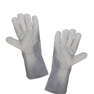 Guantes de trabajo de cuero de vaca de grado AB personalizados de alta calidad Diseño de seguridad en la espalda de una pieza para protección de manos y brazos - Product Image 5