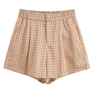 Pantalones cortos informales de pierna ancha para mujer Tallas grandes Nuevos estilos Cintura elástica Rayas Técnicas lavadas transpirables de moda - Product Image 4