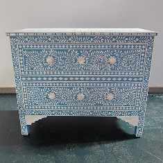 Meilleure qualité bleu motif Chevron 4 tiroirs poitrine incrustation os pour salle à manger salle de bain hôtel maison meubles bois matériel - Product Image 2