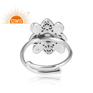 แหวนพลอยโทแพซสีฟ้าสวยใสแหวนเงินสเตอร์ลิงอินเดียสำหรับ925คอลเลกชันอันโอชะ - Product Image 4