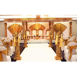 Magnífico Mandap Dorado para Bodas, Maravilloso Mandap de Fibra Dorada Tallada, Fabuloso Mandap Ovalado Dorado para Bodas, EE. UU. - Product Image 1