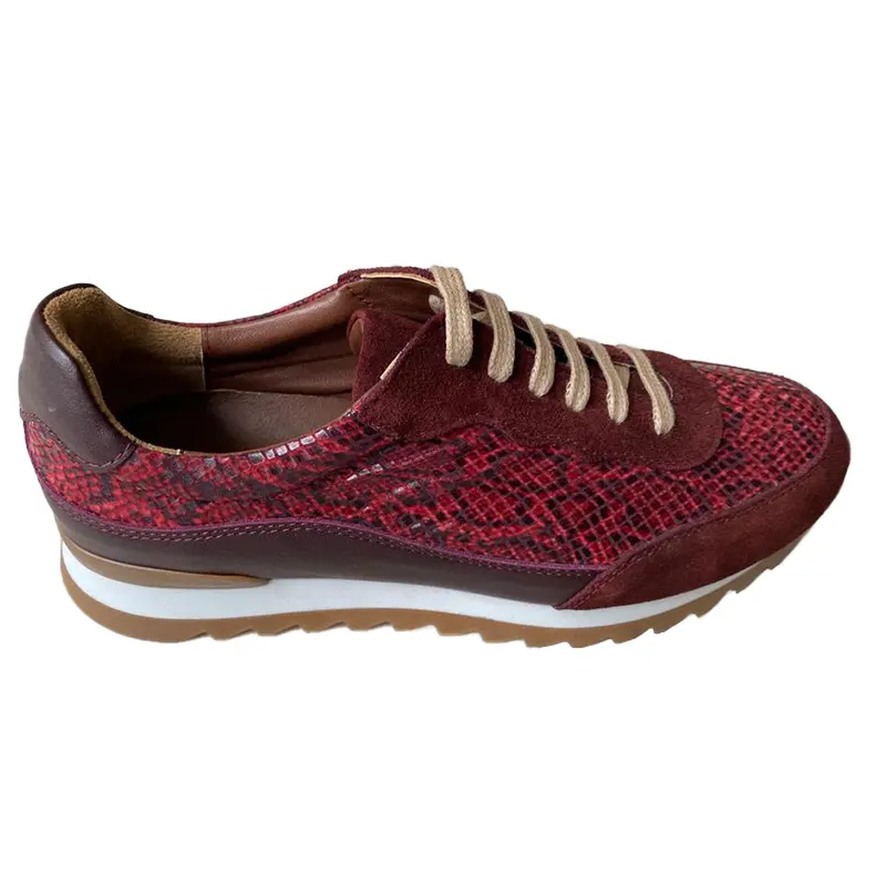 Awesome Design Stylish Burgundy Red Snake Skin Women Sneakers Wine Ladies Walking Court Shoe Spring Autumn Walking Sneaker Shoes