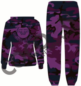 Ensemble de survêtement camouflage violet personnalisé, sweat à capuche zippé et pantalon de jogging pour homme, femme, unisexe, streetwear - Product Image 2