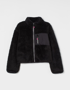 Venta al por mayor Niñas Faux Shearling Jacket Nuevo estilo Chaqueta de invierno con cuello con capucha Impresión personalizada y Color sólido Precio barato - Product Image 2