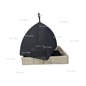 Plateau de nourriture de forme ronde en fer et jute avec couverture de vêtements Plateau de service décoratif de la plus haute qualité à des prix raisonnables - Product Image 3