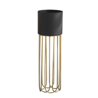 Rak Tanaman Indoor Nexus Planter Besar Warna Hitam Metalik Lapis Bubuk PLS-017 Desain Minimalis Modern Alas Emas Pola Lingkaran