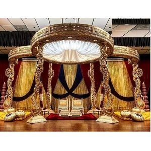 Evento de Boda del Sur Pilares de pavo real Mandap Srilankan Decoración temática de boda Mandap Fiji Ceremonia de boda tradicional Gold Mandap UK - Product Image 1