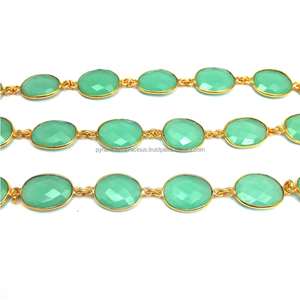 Cadena de conector de bisel chapado en oro de GEMA de Calcedonia Aqua - Product Image 2