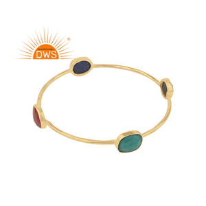 Natural Onyx Gemstone Bangle Wholesale 18k <b>Gold</b> Plated 925 Silver Bangle Jewelry Supplier Vintage Collection - Product Image 1