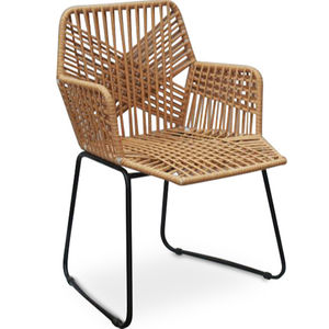 Chaise de salle à manger en bambou tissé synthétique en rotin d'Indonésie meubles de jardin et de bureau à domicile avec cadre en tube métallique pour les bars à la maison - Product Image 1