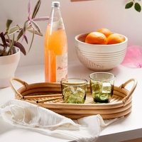 Adorable rotin petit plateau Table nourriture petit déjeuner rotin plateau de service avec poignées décoratif thé café plateau en gros