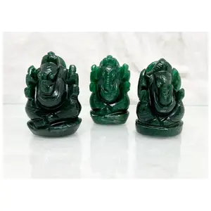 Decorative Natural Crystal Green Jade Ganesha Statue at Bulk Price