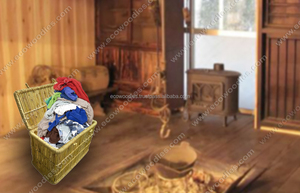 Wholesale Hand Woven Cane + Jute Rope Multifunction Storage Box <b>Basket</b> <b>Lid</b> Trunk Clothes Organizer Traditional Design 60x40x30cm - Product Image 2