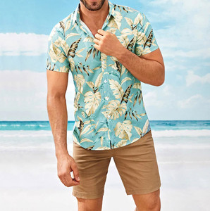 T-shirts hawaïens à manches courtes, tenue de plage, pour hommes, ensemble, par Sublimation florale, 100% coton, offre spéciale, été, 100% - Product Image 3