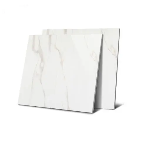 Carrara Ubin Lantai Porselen Mengilap Dekorasi Ruang Tamu Seperti Marmer Putih 800X800 Mm
