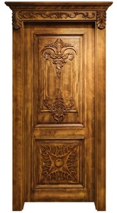 Porte intérieure traditionnelle en bois massif avec design ornemental, surface finie, ouverture manuelle - Product Image 2