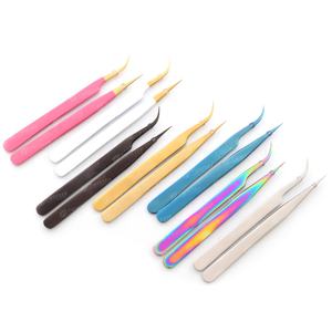Pinzas de pestañas de colores con logotipo personalizado, pinzas de extensión de pestañas de acero inoxidable japonesas con tu propio nombre de marca - Product Image 1