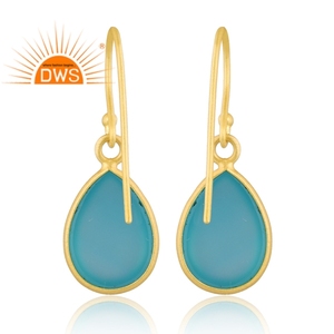 925 Sterling Silver Natural Aqua Chalcedony Gemstone <b>Dangle</b> <b>Earring</b> Jewelry Manufacturer - Product Image 4