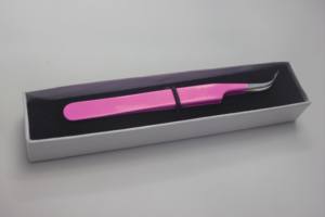 Outils de soins de beauté pince à épiler d'extension de cils avec bords tranchants de couleur rose acier inoxydable incurvé droit CE ISO - Product Image 6