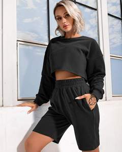<b>Distress</b> Crop <b>Top</b> and Shorts Luxury Street Wear Winter Fashion Girl Sweatsuit and Tracksuit for Running and Jogging Style 2025 - Product Image 4