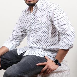 Ligne Motif en Bloc De Main Imprimé Chemise en Pur Coton Tissu - Product Image 1