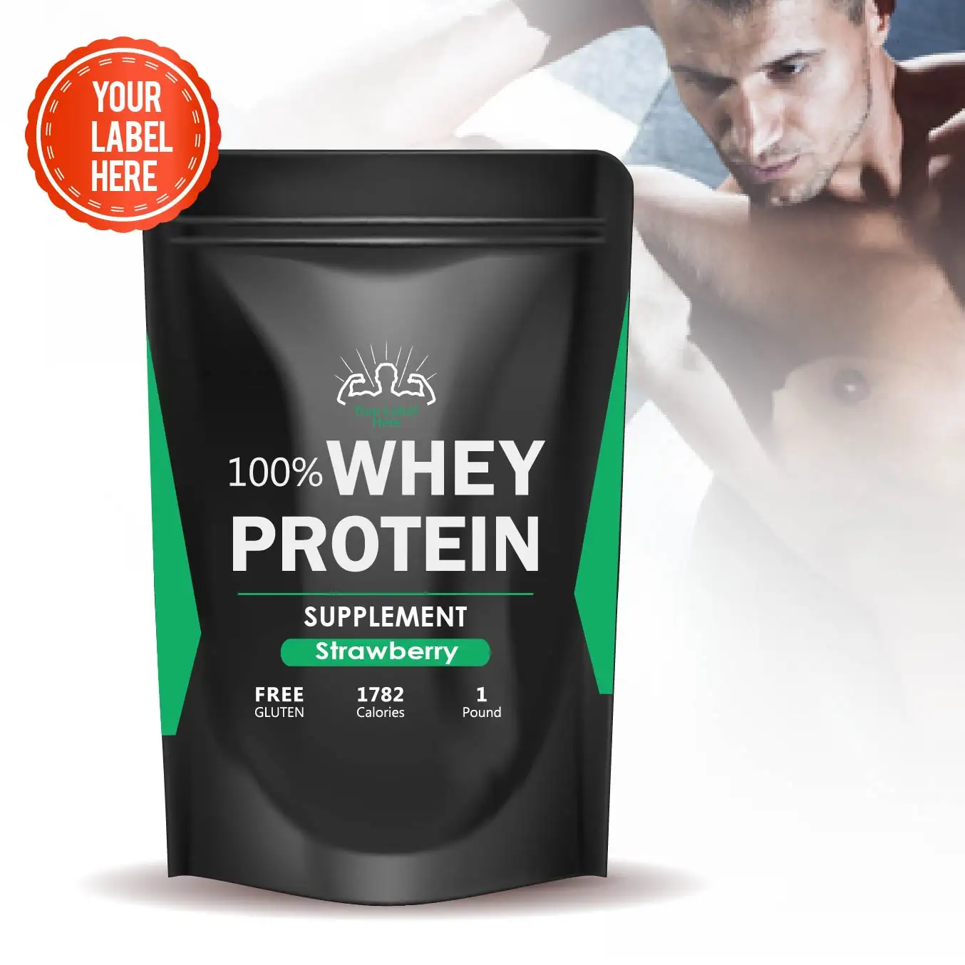 Whey proteína de ouro padrão 1lb personalizado, leite verde chá sabor esportes exclusivos trigo concentrado de proteína