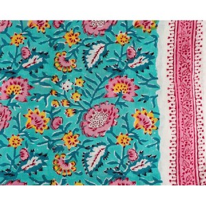 Tissu matelassé floral bleu mer 100% coton par la cour pour la décoration intérieure rideaux couvre garçons jouets masques inspiré Design indien - Product Image 1