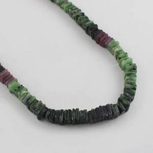 Pierres précieuses Heishi lisses de forme carrée en rubis naturel, matériau écologique, vrai brin de perles - Product Image 4