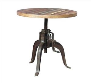 Table à manger en bois de Base en fer forgé de fonte en bois de mangue et d'acacia avec les jambes en métal ont utilisé la Table de Banquet ronde à vendre - Product Image 6