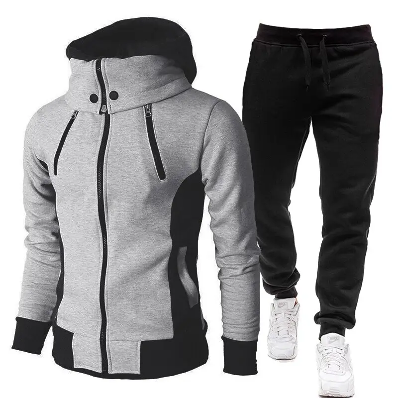 Casual Autumn Winter Mens Suits With Pants Plus size Warm Tracksuit Sportswear Jogging Sweat suit Set Jogger Male Hoodies Coat