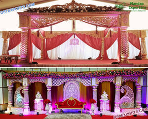 Increíble Conjunto de Mandap Estilo Templo para Bodas, el Mejor Mandap de Fibra de Cristal Dorado para Bodas, Eminent Srilankan Wedding Manavarai Mandap USA - Product Image 6