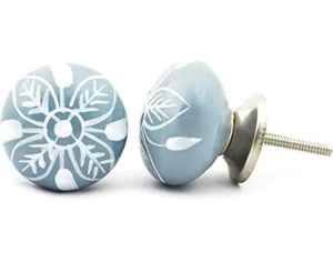 Boutons en céramique au design floral vintage de couleurs assorties pour les poignées de tiroir de porte d'armoire, quincaillerie chromée pour la cuisine, la maison et la commode de bar - Product Image 2