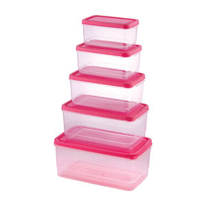 High Quality 5 PCS Microwave Safe BPA-Free <b>Plastic</b> Rectangular <b>Storage</b> Container Set Injection Technics for Food Use - Product Image 1