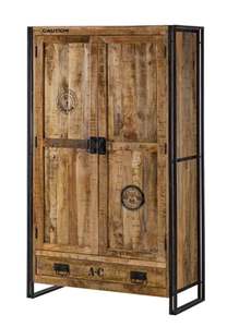 Armoire industrielle en bois massif, meubles de salon, 2 tiroirs et 2 portes - Product Image 2