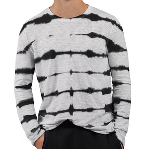 Camiseta de manga larga para hombre de alta calidad OEM, diseño personalizado al por mayor, camiseta de algodón con teñido anudado, tela de algodón puro según la demanda del cliente. - Product Image 2